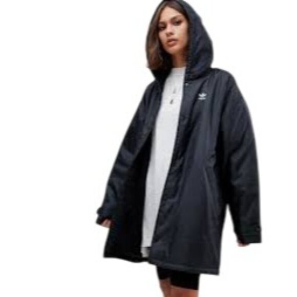 Adidas Originals Black Hooded Rain Jacket - Picture 3 of 8